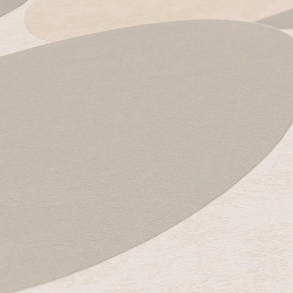 Geo Effect Kreisdesign Vliestapete Grau Weiß Silber 10,05 m x 0,53 m