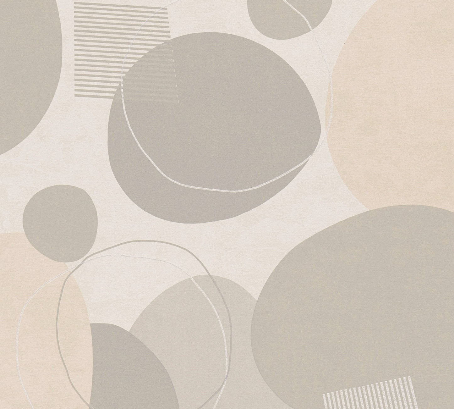 Geo Effect Kreisdesign Vliestapete Grau Weiß Silber 10,05 m x 0,53 m