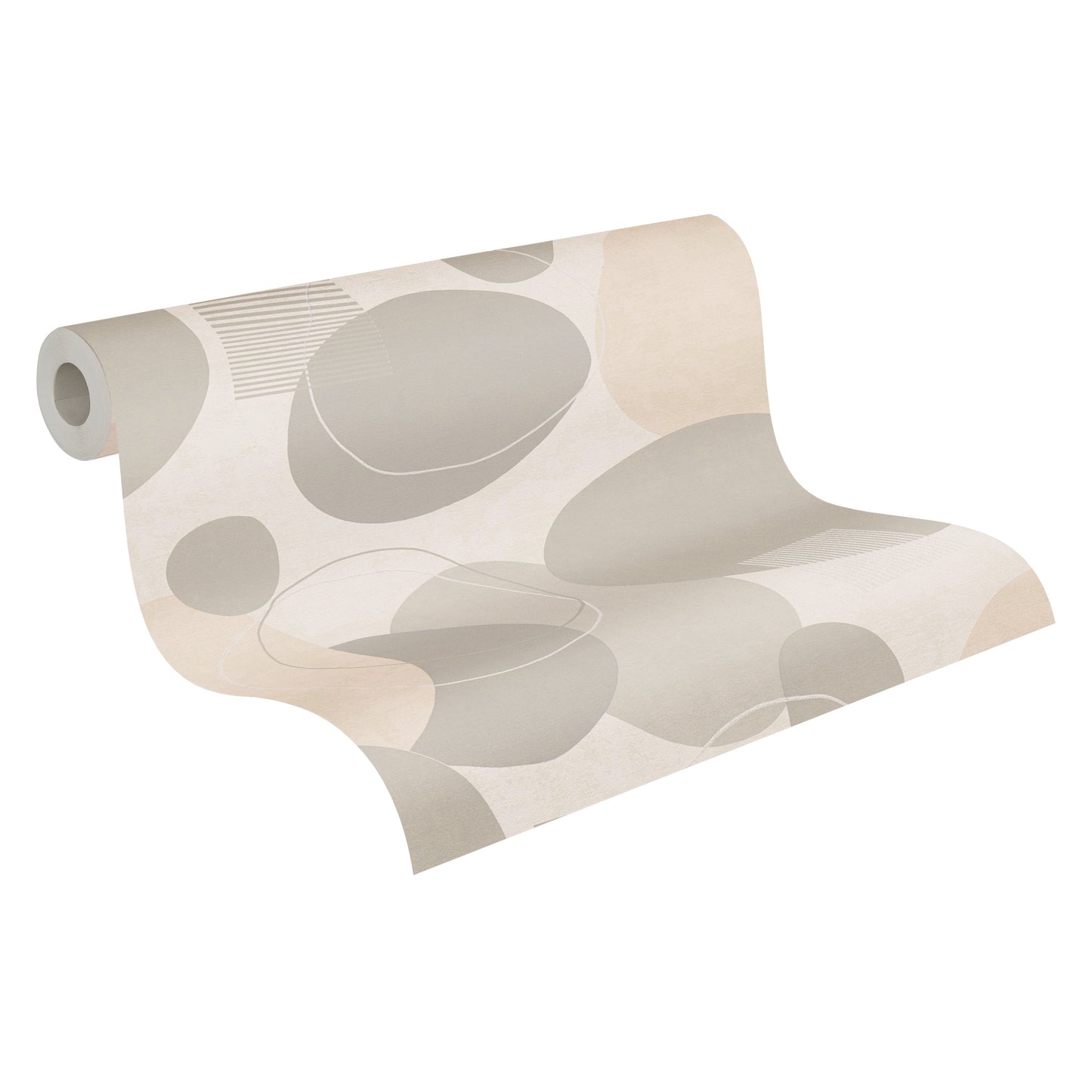 Geo Effect Kreisdesign Vliestapete Grau Weiß Silber 10,05 m x 0,53 m