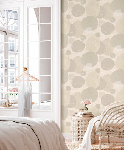 Geo Effect Kreisdesign Vliestapete Grau Weiß Silber 10,05 m x 0,53 m