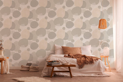 Geo Effect Kreisdesign Vliestapete Grau Weiß Silber 10,05 m x 0,53 m