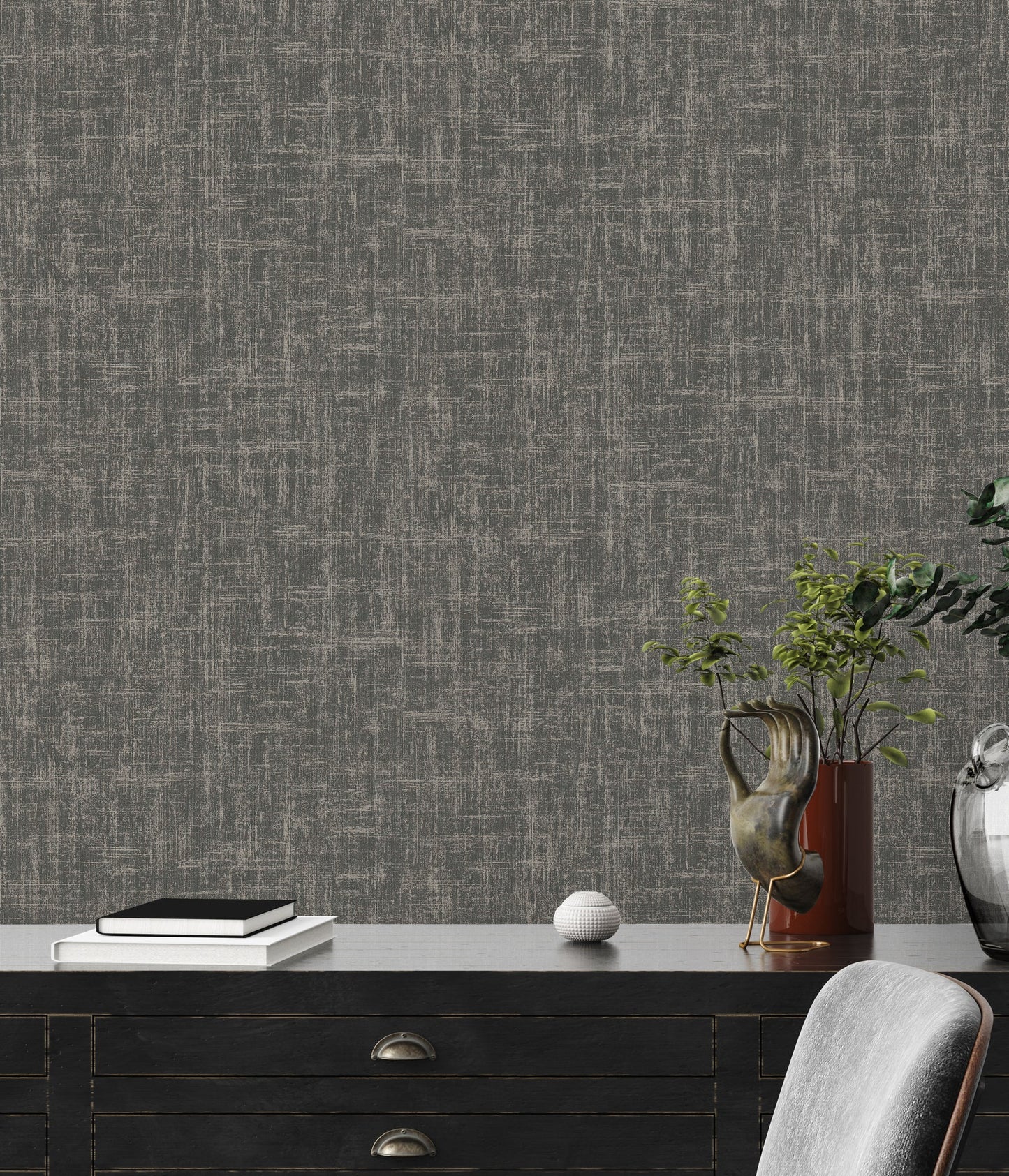 Geo Effect Uni Vliestapete Silber Grau 10,05 m x 0,53 m
