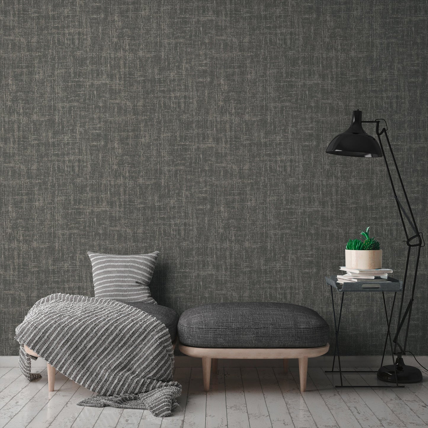Geo Effect Uni Vliestapete Silber Grau 10,05 m x 0,53 m