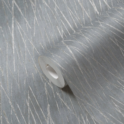 Hygge Metallic Vliestapete Grau Silber 10,05 m x 0,53 m