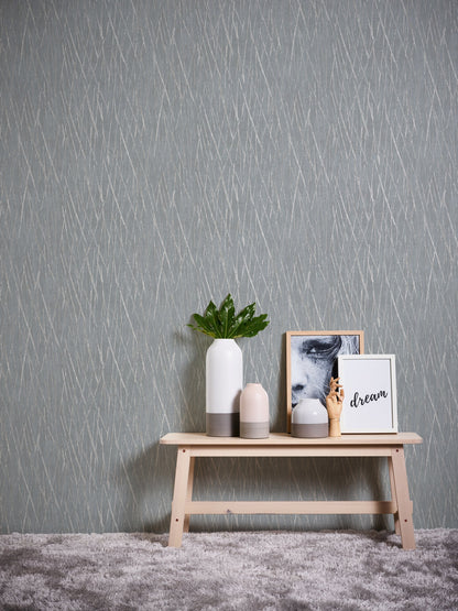Hygge Metallic Vliestapete Grau Silber 10,05 m x 0,53 m