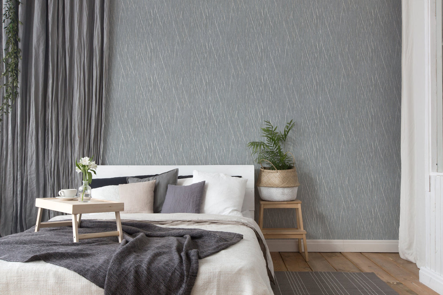 Hygge Metallic Vliestapete Grau Silber 10,05 m x 0,53 m