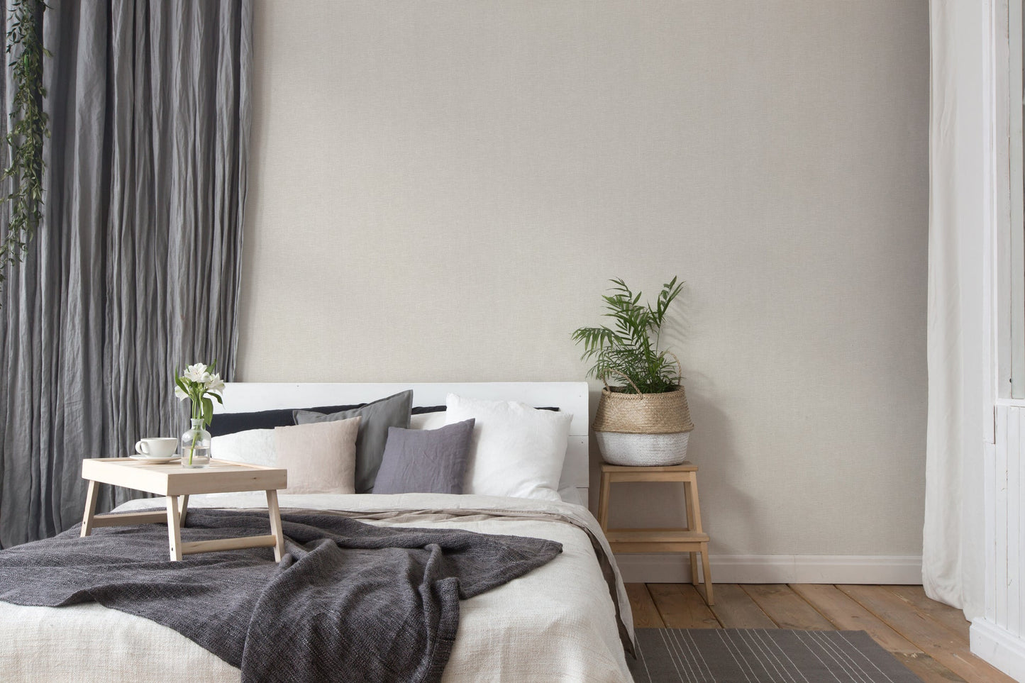 Hygge Vliestapete Gewebeoptik Grau 10,05 m x 0,53 m