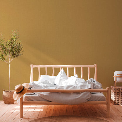 Hygge Vliestapete Gewebeoptik Gelb 10,05 m x 0,53 m