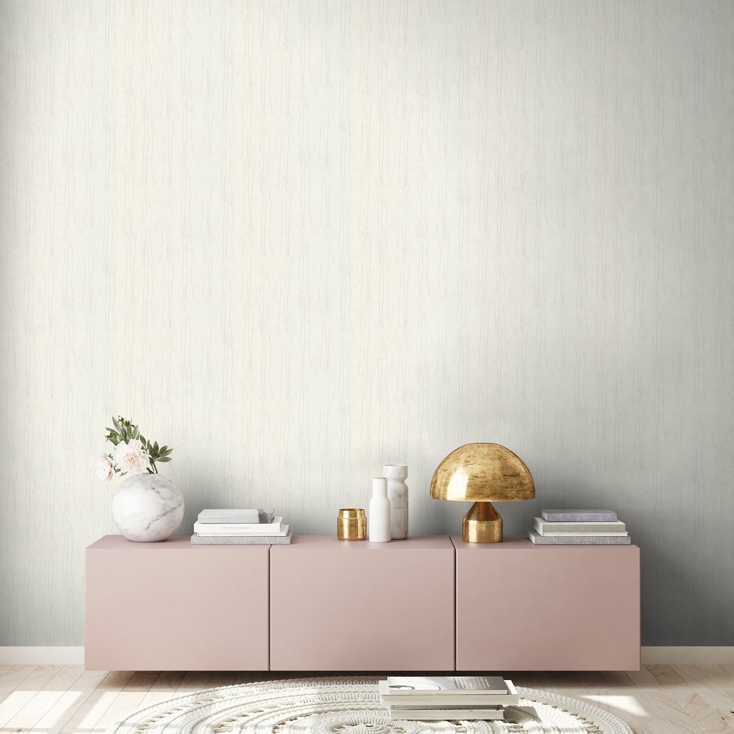 Hygge Pflanzen Vliestapete Weiß Grau 10,05 m x 0,53 m
