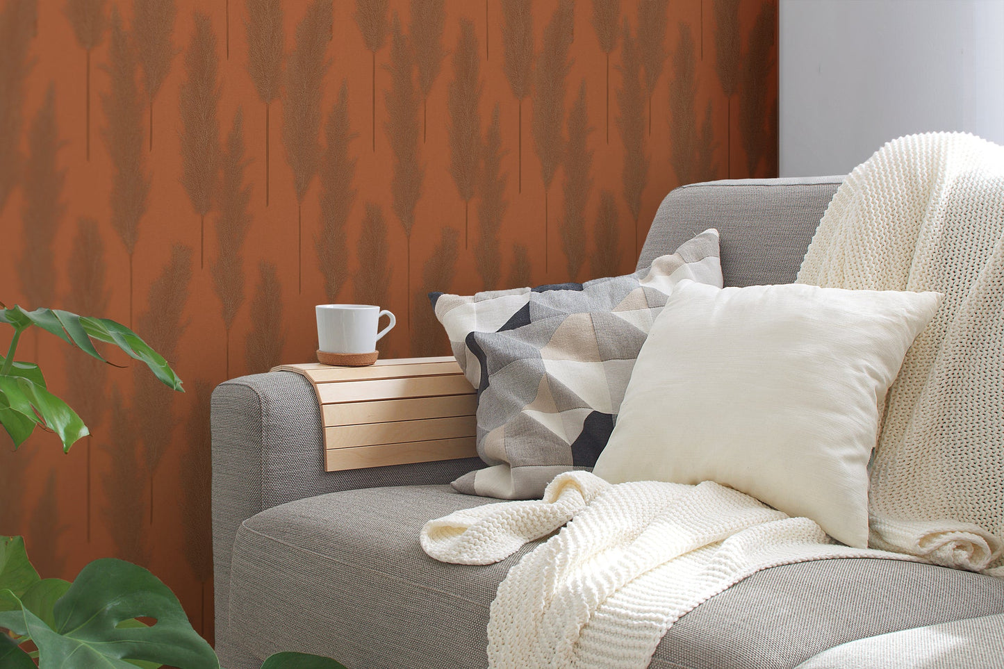Hygge Pflanzen Vliestapete Orange 10,05 m x 0,53 m