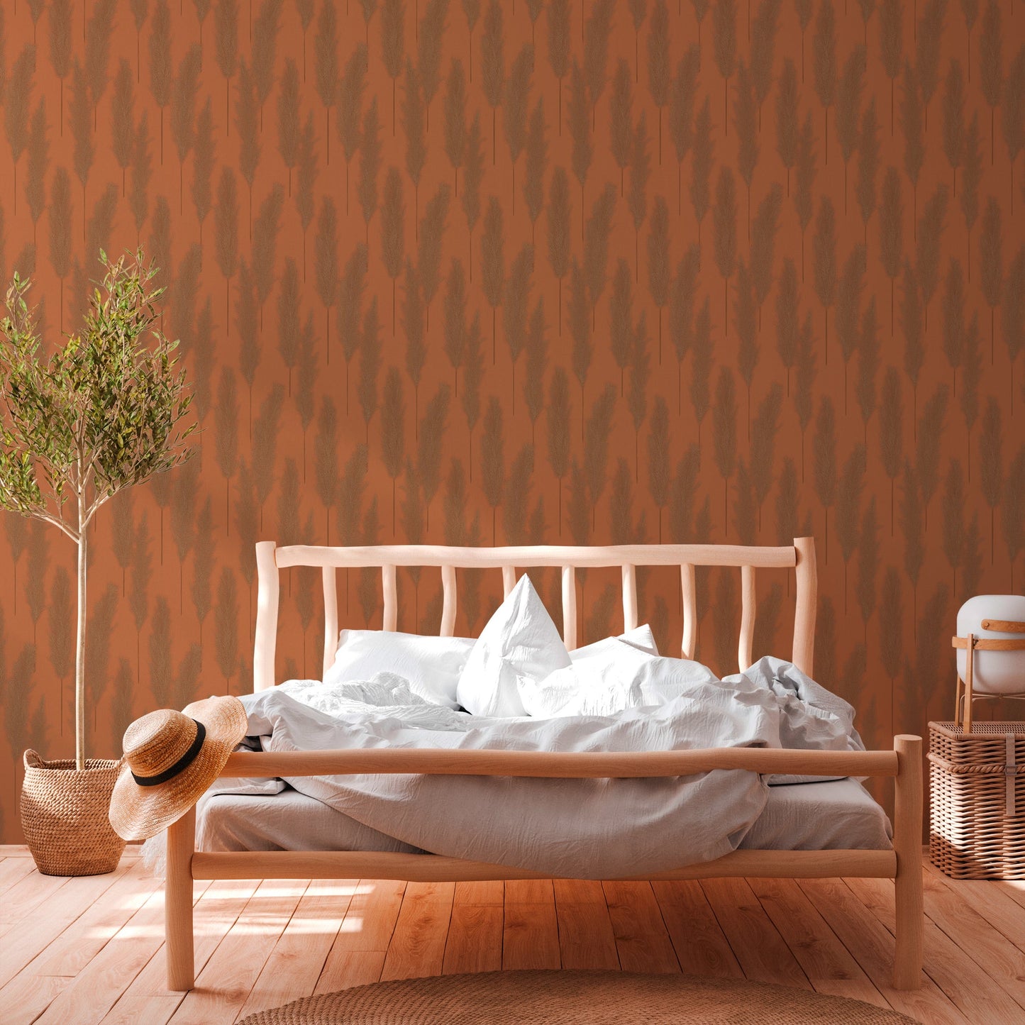 Hygge Pflanzen Vliestapete Orange 10,05 m x 0,53 m