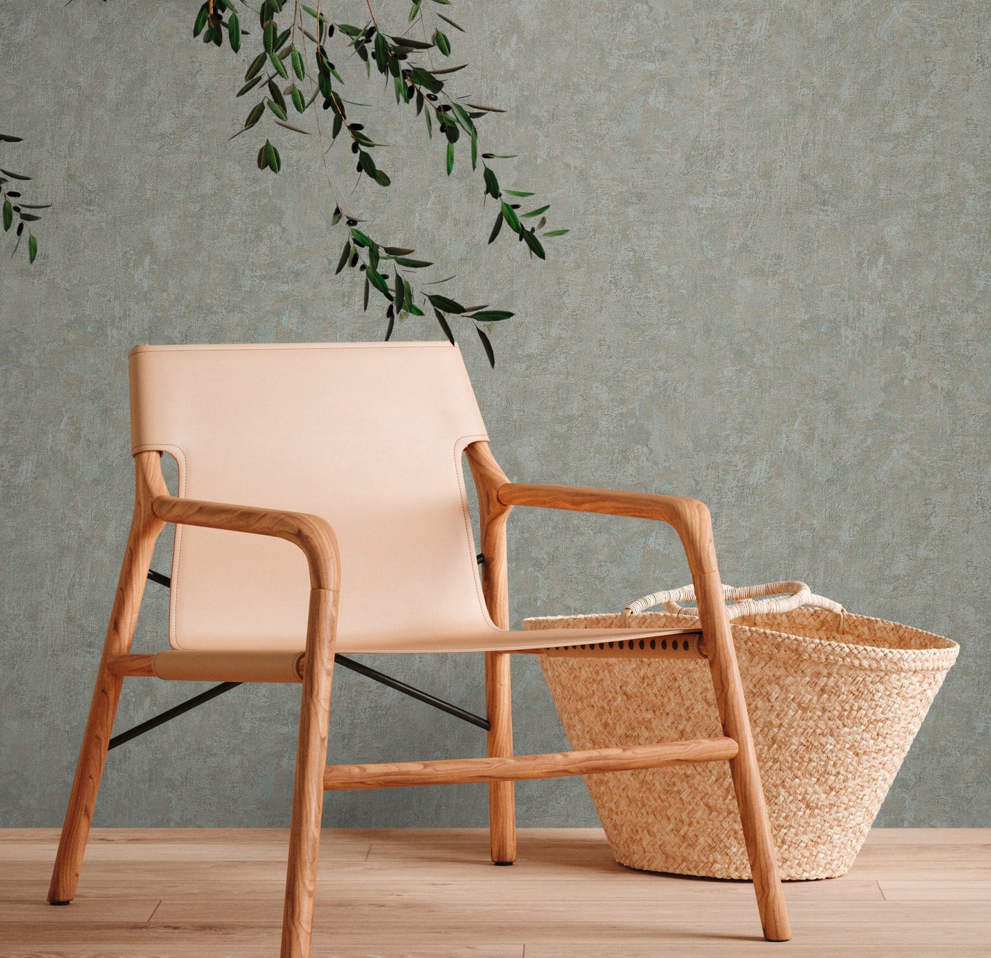Natural Living Vliestapete im Used Look Grün Blau 10,05 m x 0,53 m