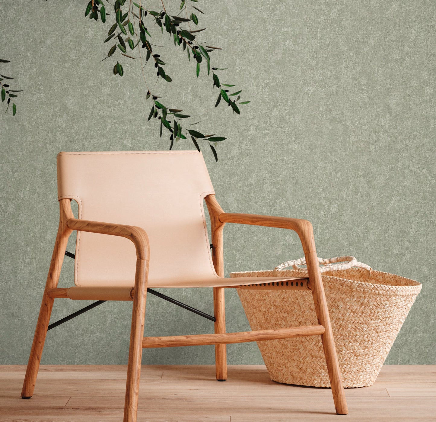 Natural Living Vliestapete im Used Look Grün 10,05 m x 0,53 m