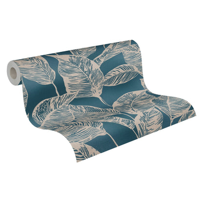 Natural Living Florale Vliestapete Blau Braun 10,05 m x 0,53 m
