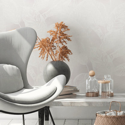 Natural Living Florale Vliestapete Weiß Grau 10,05 m x 0,53 m