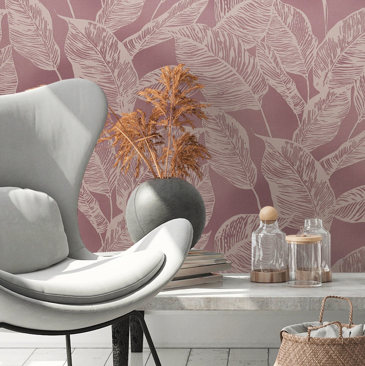 Natural Living Florale Vliestapete Rosa Creme 10,05 m x 0,53 m