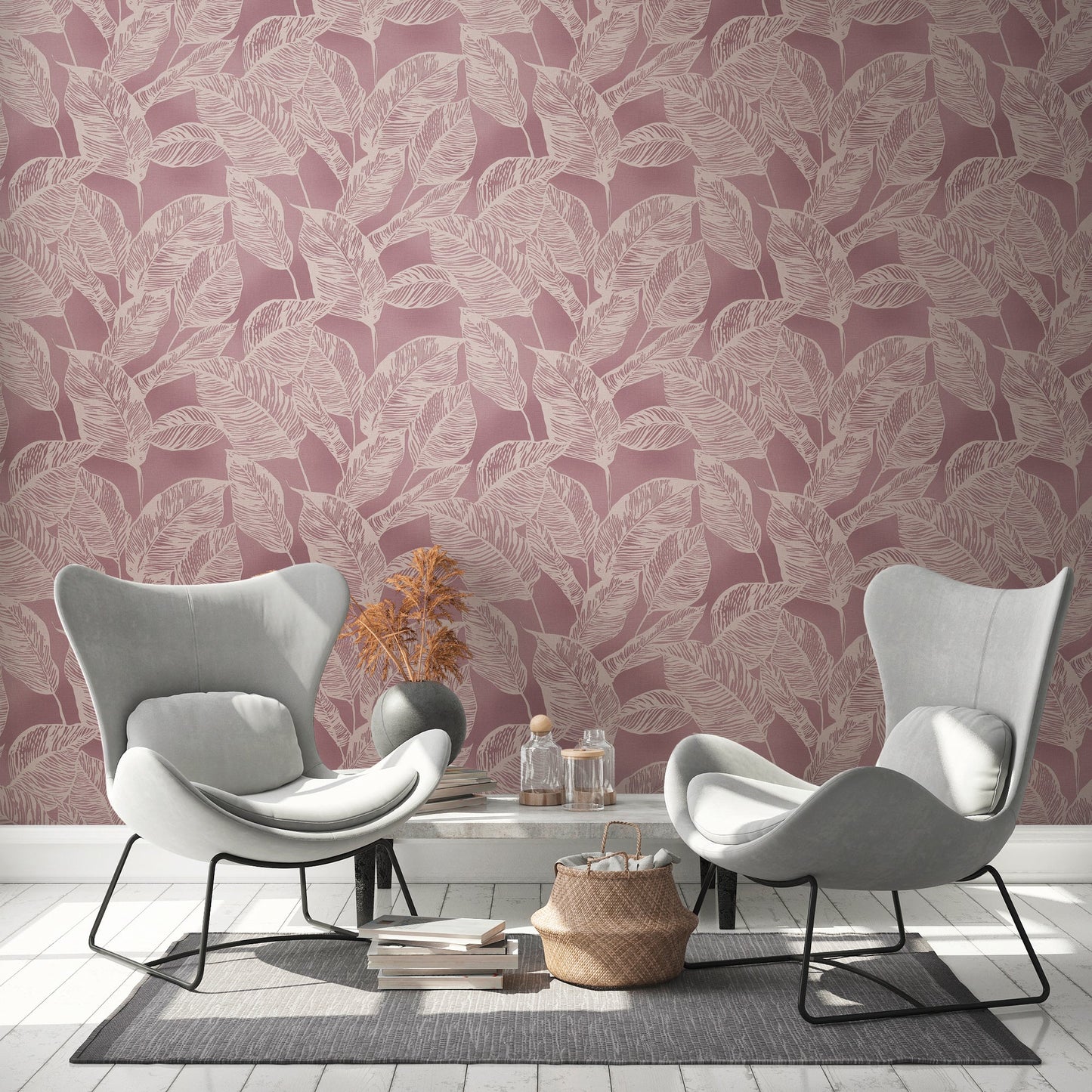 Natural Living Florale Vliestapete Rosa Creme 10,05 m x 0,53 m
