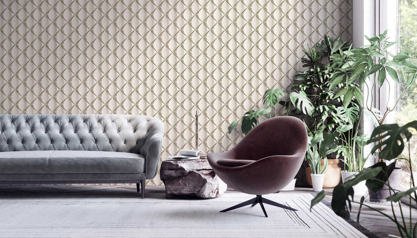 Livingwalls My Home My Spa Geometrische Vliestapete Greige Grau Weiß 10,05 m x 0,53 m