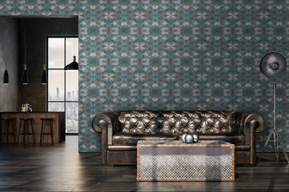 Livingwalls My Home My Spa Geometrische Vliestapete Blau Grau 10,05 m x 0,53 m