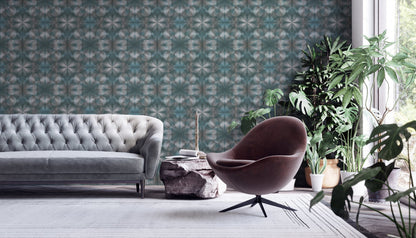 Livingwalls My Home My Spa Geometrische Vliestapete Blau Grau 10,05 m x 0,53 m