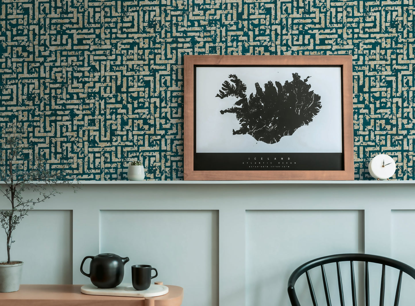 Livingwalls My Home My Spa Geometrische Vliestapete Petrol Gold Silber 10,05 m x 0,53 m