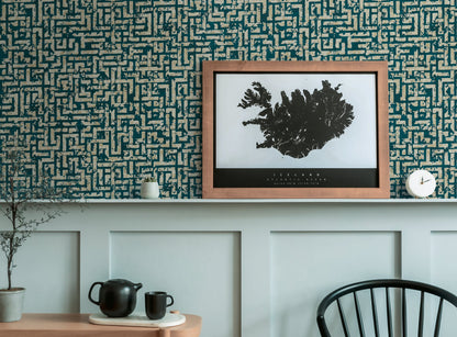 Livingwalls My Home My Spa Geometrische Vliestapete Petrol Gold Silber 10,05 m x 0,53 m