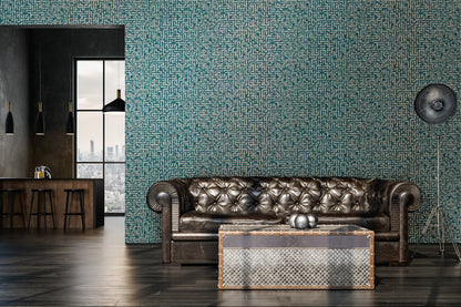 Livingwalls My Home My Spa Geometrische Vliestapete Petrol Gold Silber 10,05 m x 0,53 m