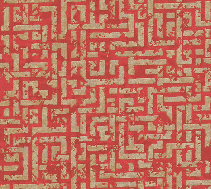 Livingwalls My Home My Spa Geometrische Vliestapete Rot Gold Silber 10,05 m x 0,53 m