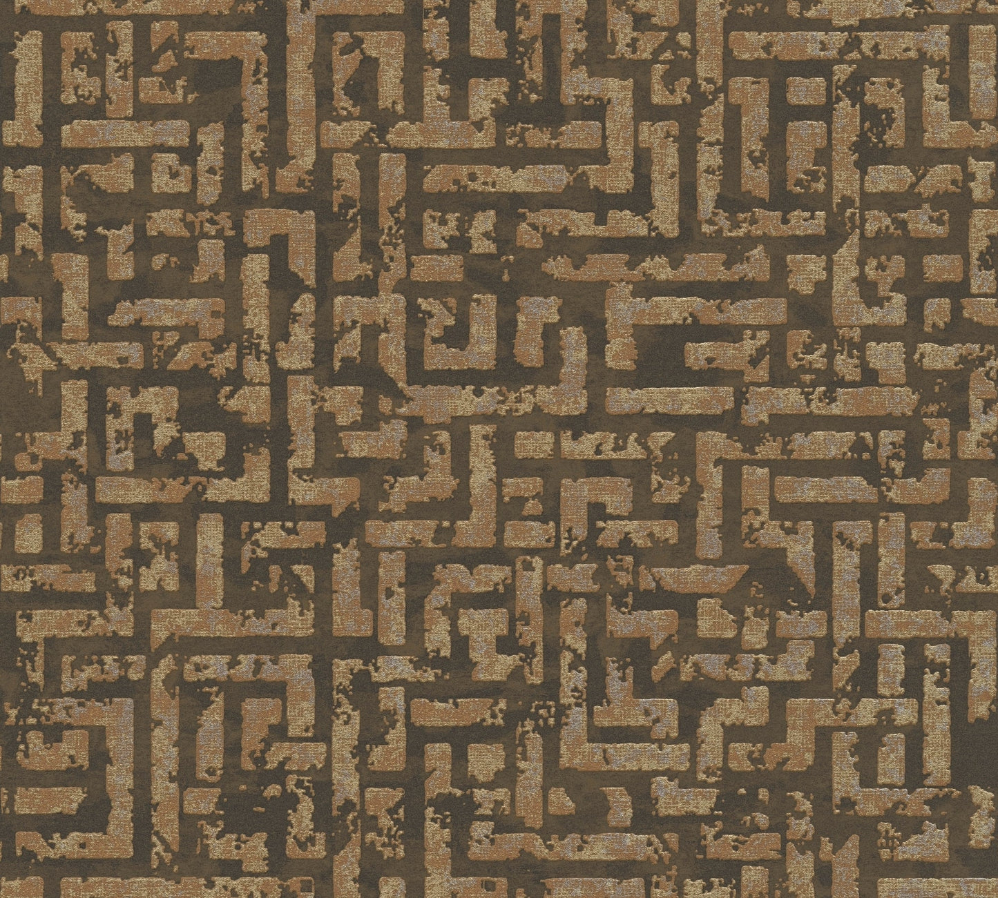Livingwalls My Home My Spa Geometrische Vliestapete Braun Gold Silber 10,05 m x 0,53 m