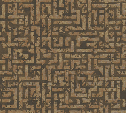 Livingwalls My Home My Spa Geometrische Vliestapete Braun Gold Silber 10,05 m x 0,53 m
