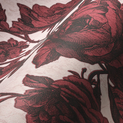 Livingwalls My Home My Spa Florale Vliestapete Rot Rosa Schwarz 10,05 m x 0,53 m