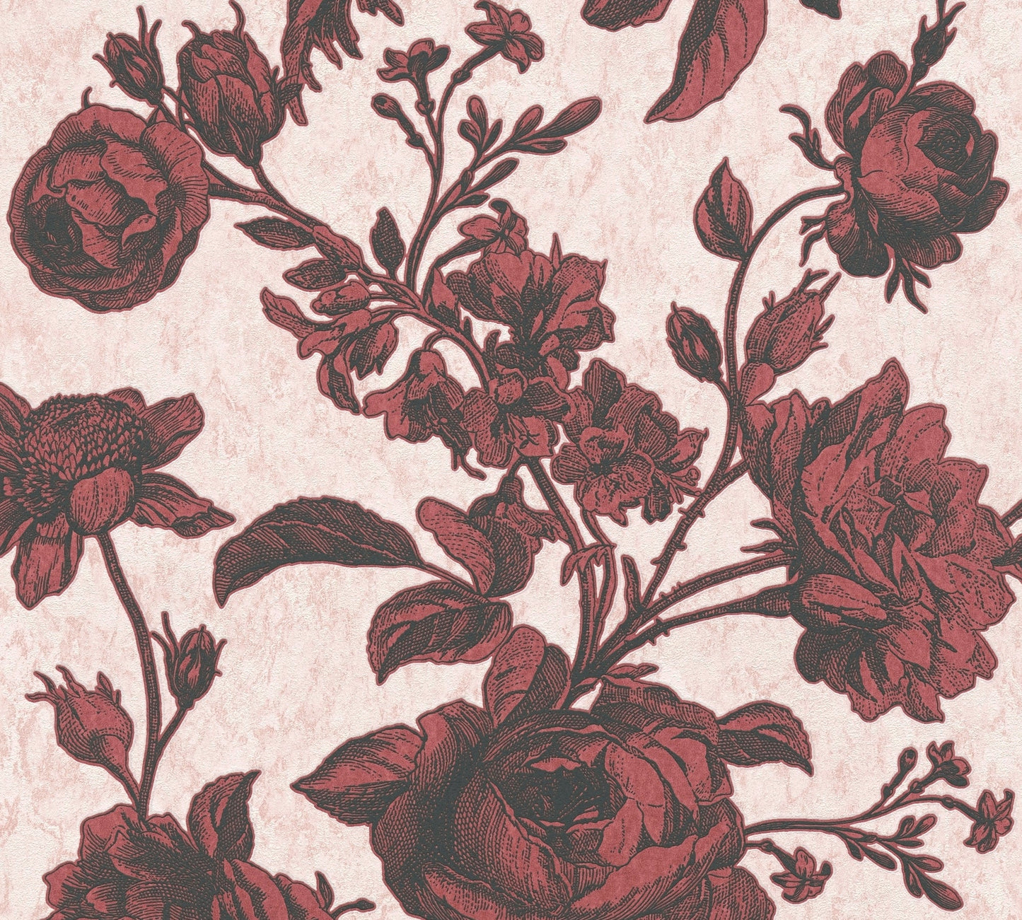 Livingwalls My Home My Spa Florale Vliestapete Rot Rosa Schwarz 10,05 m x 0,53 m