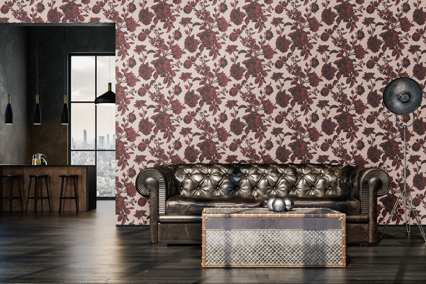 Livingwalls My Home My Spa Florale Vliestapete Rot Rosa Schwarz 10,05 m x 0,53 m