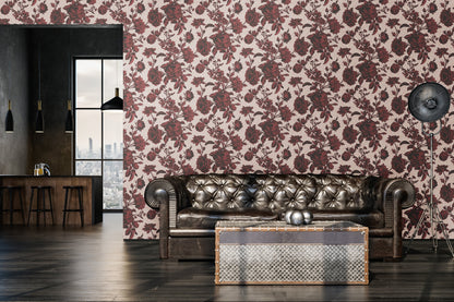 Livingwalls My Home My Spa Florale Vliestapete Rot Rosa Schwarz 10,05 m x 0,53 m