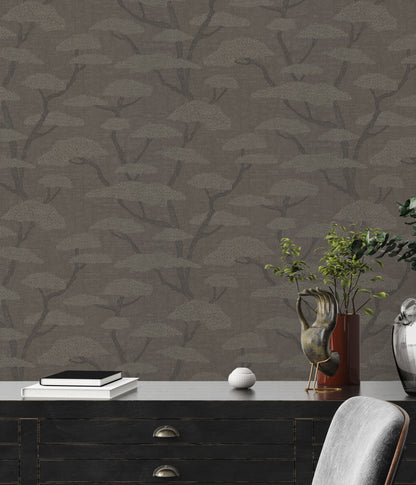 Nara Florale Vliestapete Anthrazit Grau Schwarz 10,05 m x 0,53 m