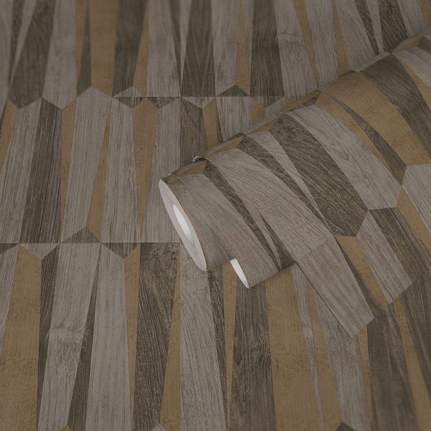 Nara Vliestapete in Holzoptik Braun Gold Grau 10,05 m x 0,53 m