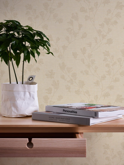 Nara Blätter Vliestapete Beige Grau 10,05 m x 0,53 m