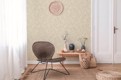 Nara Blätter Vliestapete Beige Grau 10,05 m x 0,53 m