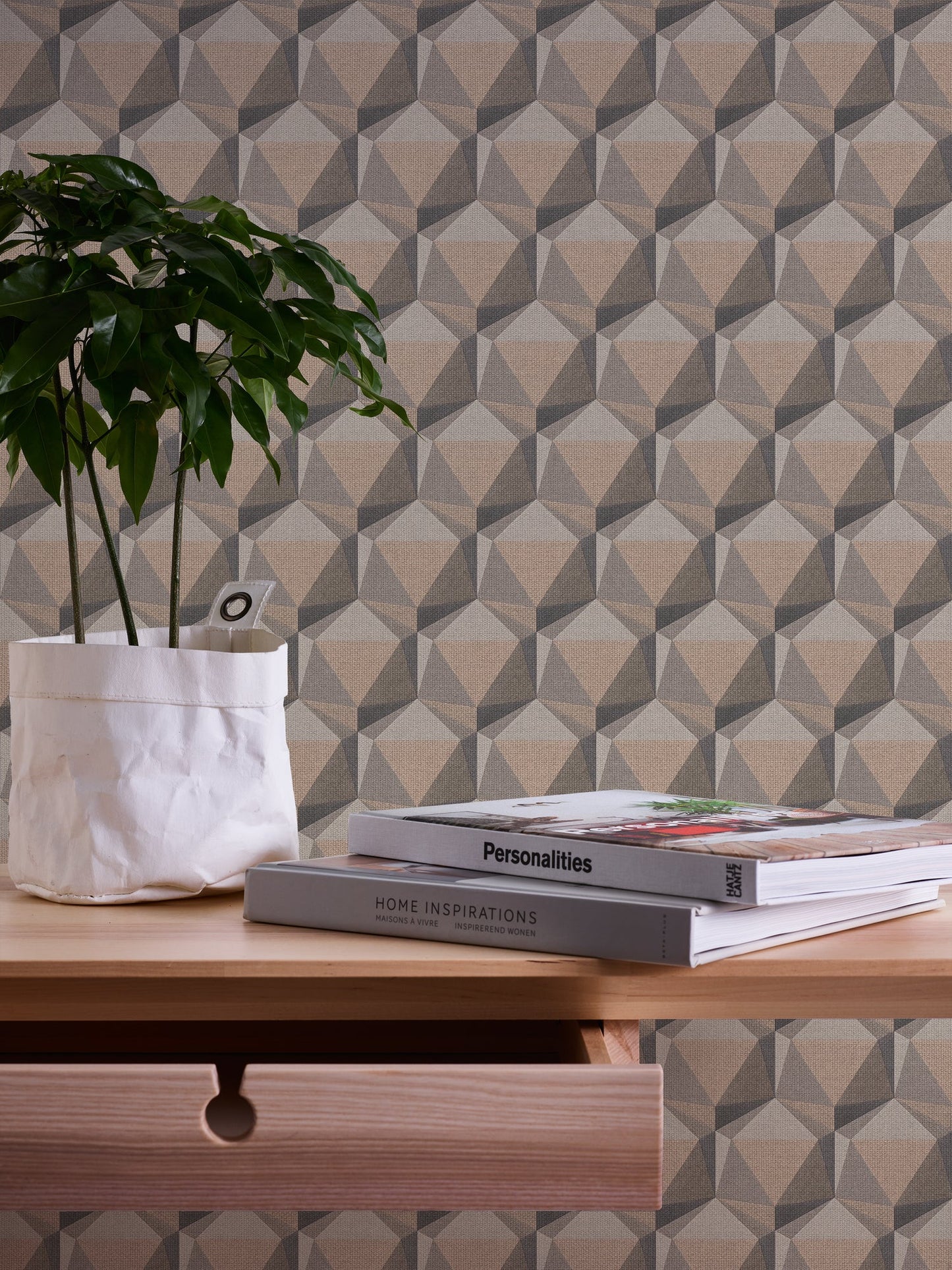 Nara Hexagon Vliestapete Beige Grau 10,05 m x 0,53 m
