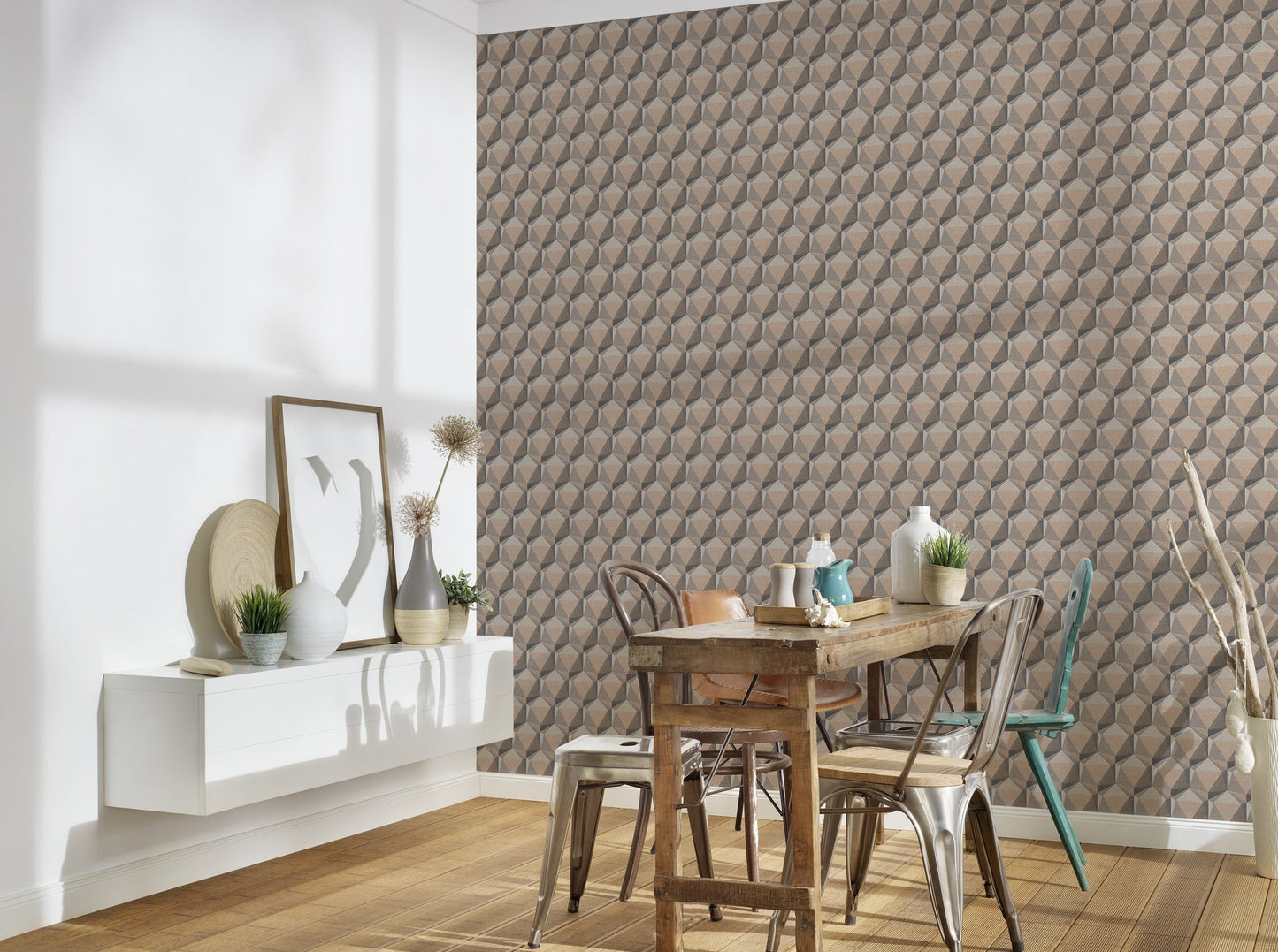 Nara Hexagon Vliestapete Beige Grau 10,05 m x 0,53 m