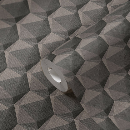 Nara Hexagon Vliestapete Grau Anthrazit 10,05 m x 0,53 m