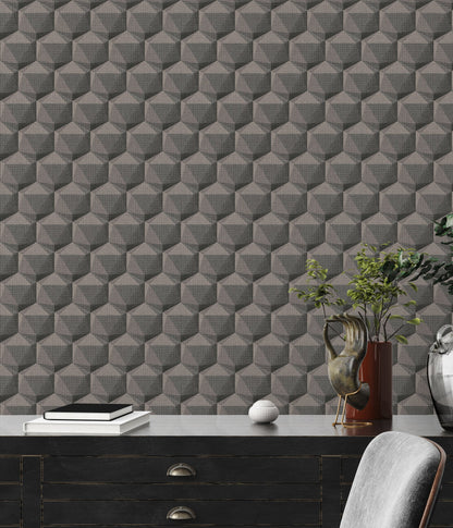 Nara Hexagon Vliestapete Grau Anthrazit 10,05 m x 0,53 m