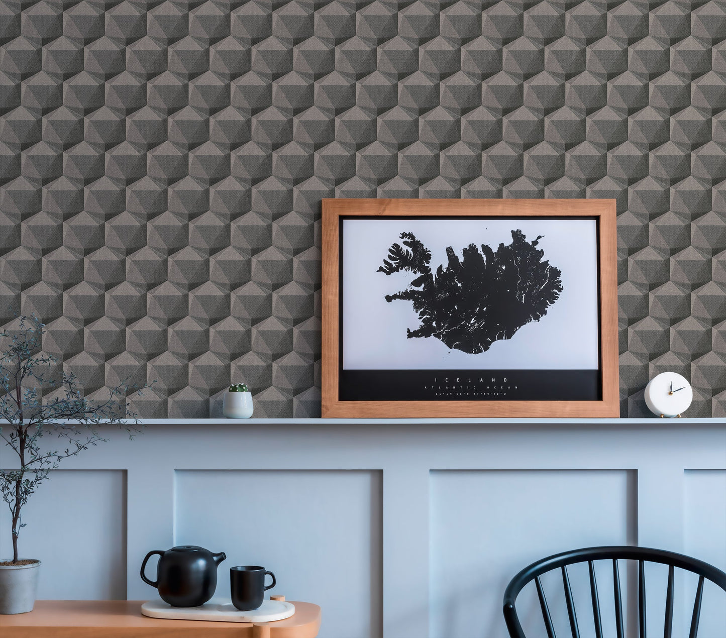 Nara Hexagon Vliestapete Grau Anthrazit 10,05 m x 0,53 m