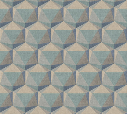 Nara Hexagon Vliestapete Blau Beige Grau Grün 10,05 m x 0,53 m
