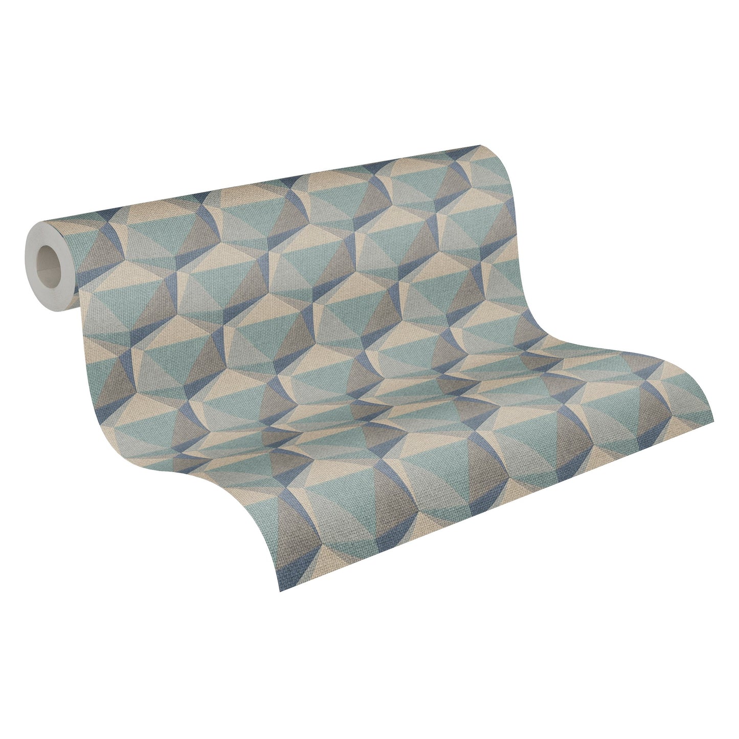 Nara Hexagon Vliestapete Blau Beige Grau Grün 10,05 m x 0,53 m
