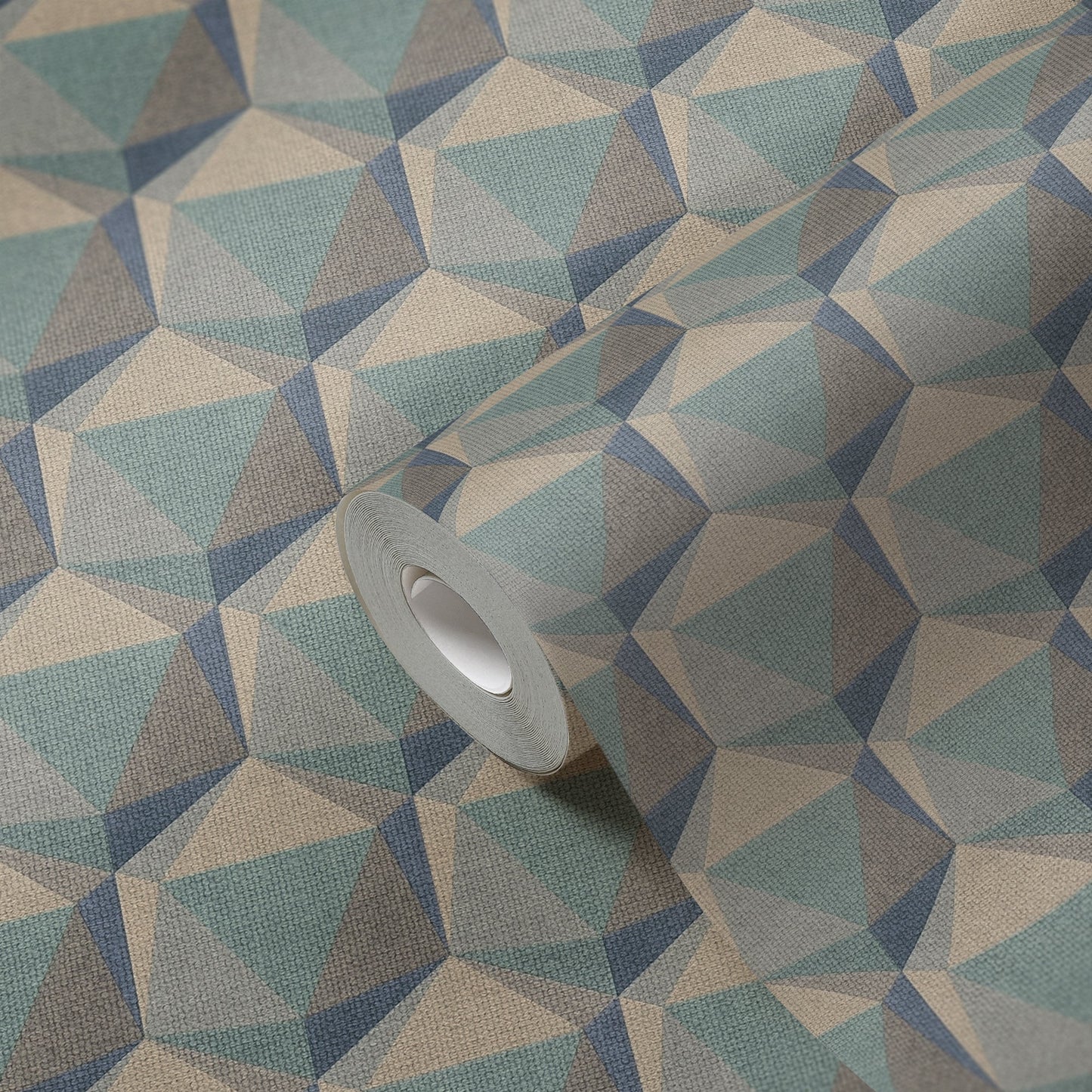 Nara Hexagon Vliestapete Blau Beige Grau Grün 10,05 m x 0,53 m