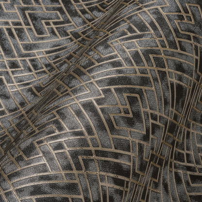 Livingwalls David Vienna Geometrische Vliestapete Schwarz Gold 10,05 m x 0,53 m