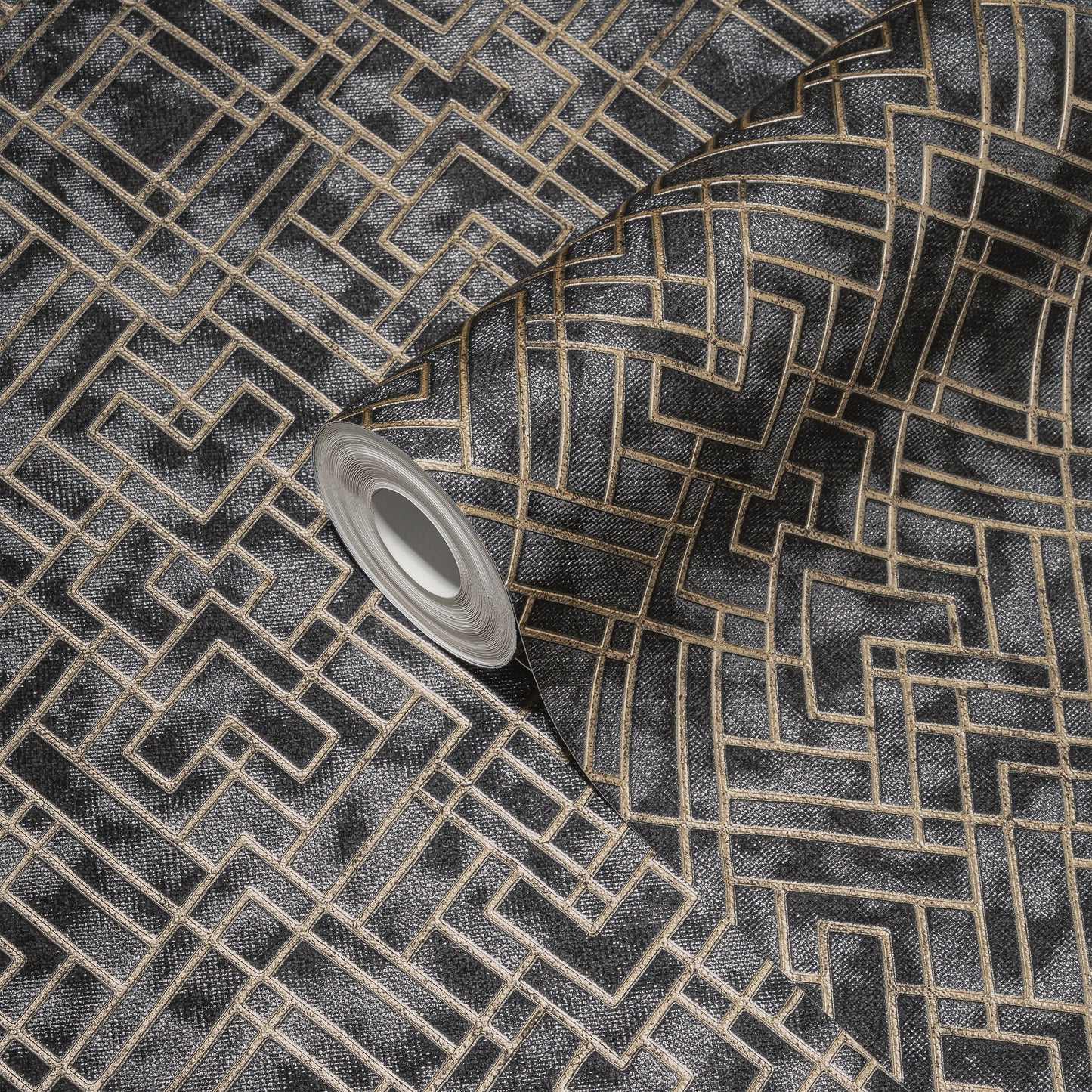 Livingwalls David Vienna Geometrische Vliestapete Schwarz Gold 10,05 m x 0,53 m