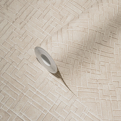 Livingwalls David Vienna Geometrische Vliestapete Creme Silber 10,05 m x 0,53 m