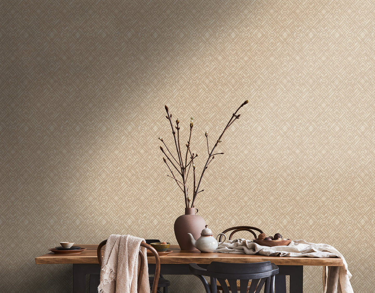 Livingwalls David Vienna Geometrische Vliestapete Gold Beige 10,05 m x 0,53 m